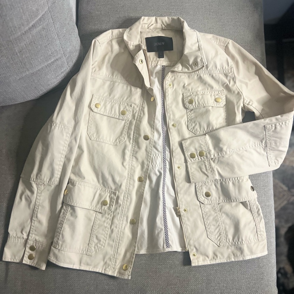 J. Crew Beige Utility Jacket with Gold Buttons